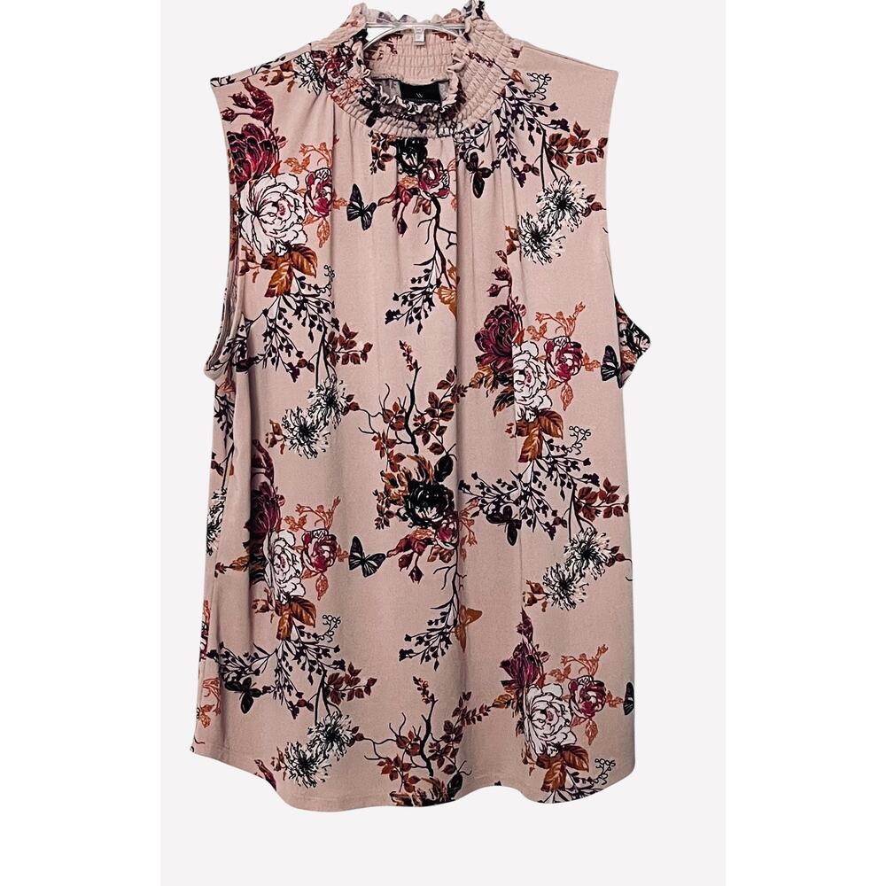 WORTHINGTON PETITE SLEEVELESS STAND-UP ELASTIC COLLAR TOP, WOMEN, PXL, PINK PURP